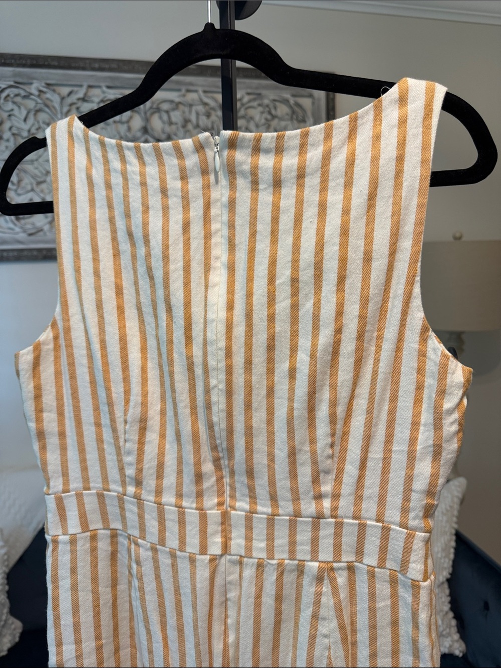 Boden Striped Sleeveless Midi Dress in Mustard and White - Picture 4 of 5